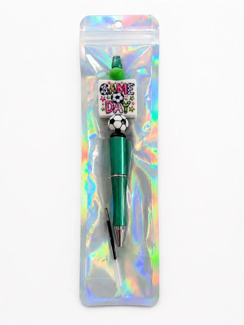 Soccer Theme Metallic Green Novelty Pen handmade